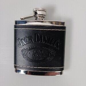Jack Daniels Old No. 7 Brand 5oz Single Leather Hip Flask Tennessee Whiskey